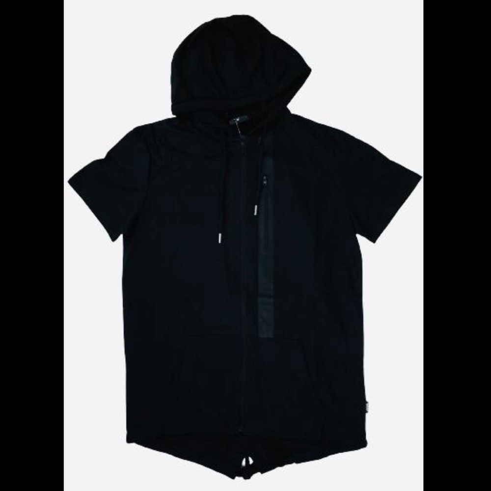 Athletic Short Sleeve Black Hoodie